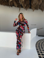Mesh V Frill Dress