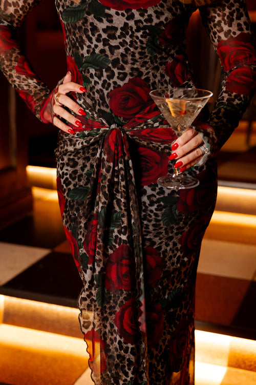 Mesh Tie Dress - Leopard & Rose