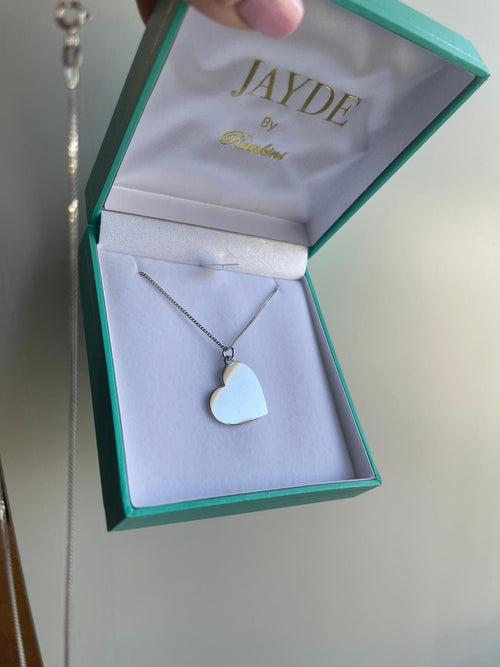Straight from my Heart- White Gold double latch chain