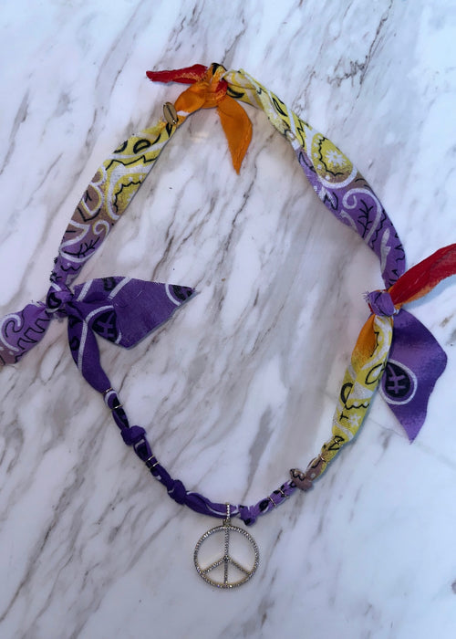 PEACE Necklace- Purple Multi