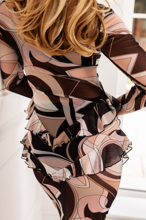 Mesh V Frill Dress