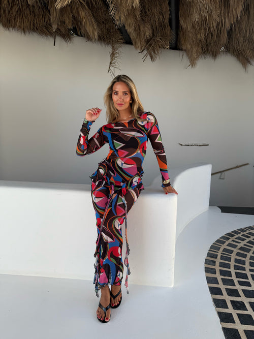Mesh V Frill Dress