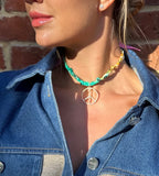 PEACE Necklace - Green Multi