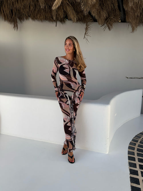 Mesh V Frill Dress